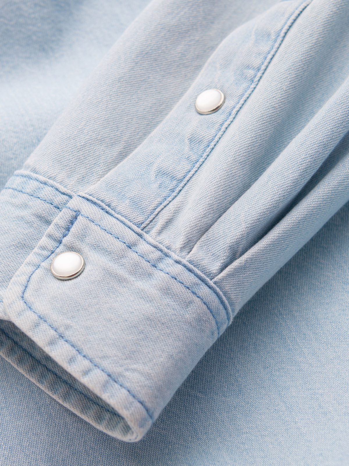 Ombre Men's denim snap shirt with pockets - light blue