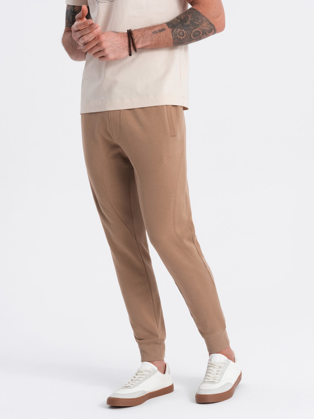 Hnědé pánské tepláky jogger Ombre Clothing