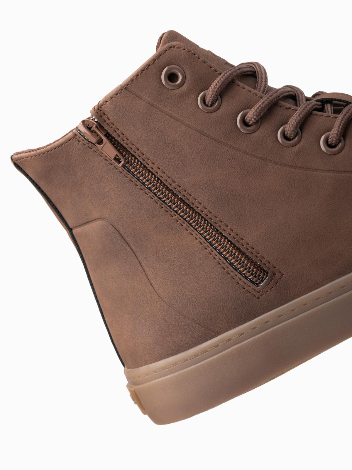 Ombre Men&#039;s ankle sneakers with rubber sole - brown