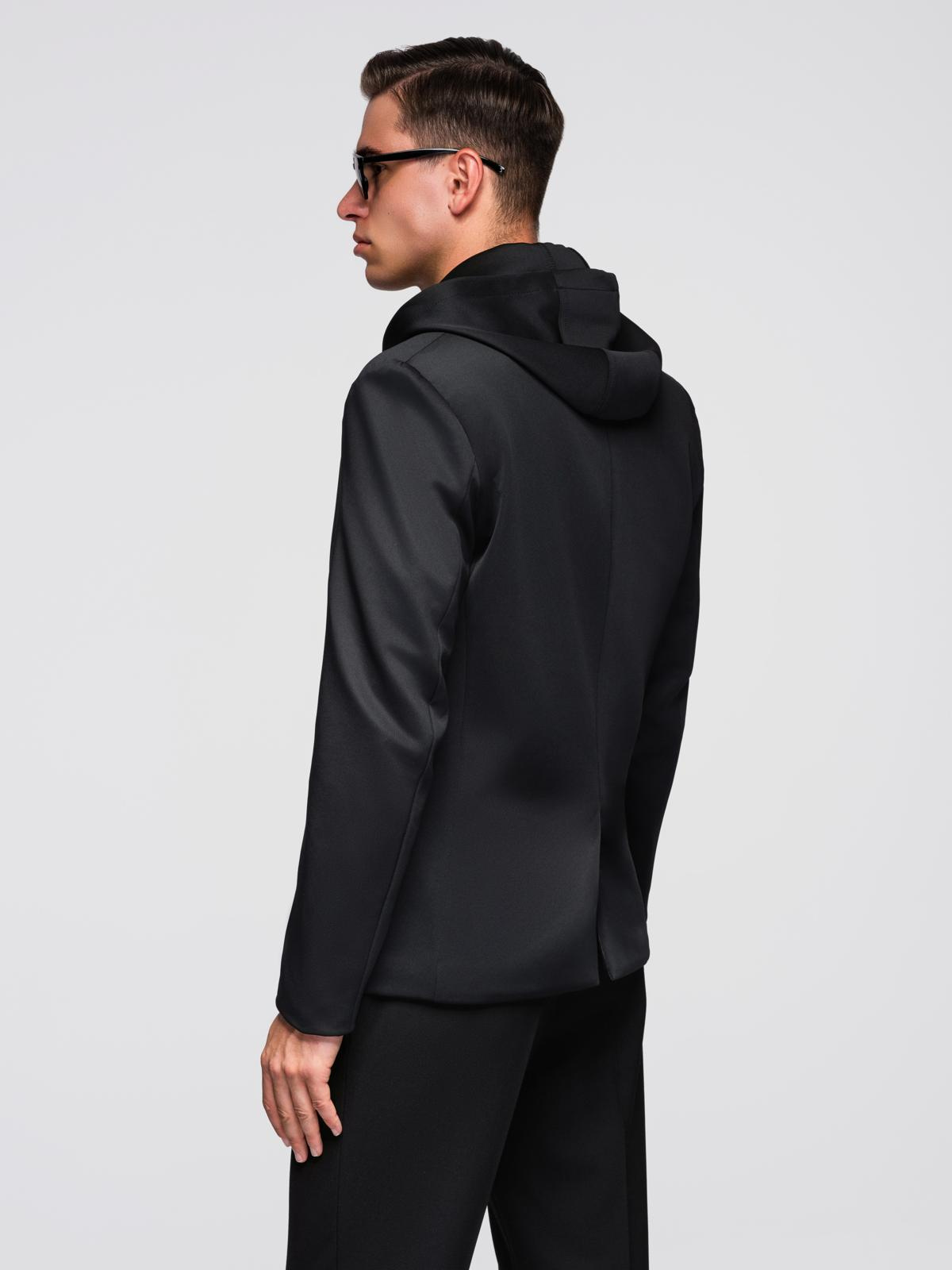 Ombre Men&#039;s blazer with detachable underlining and hood - black