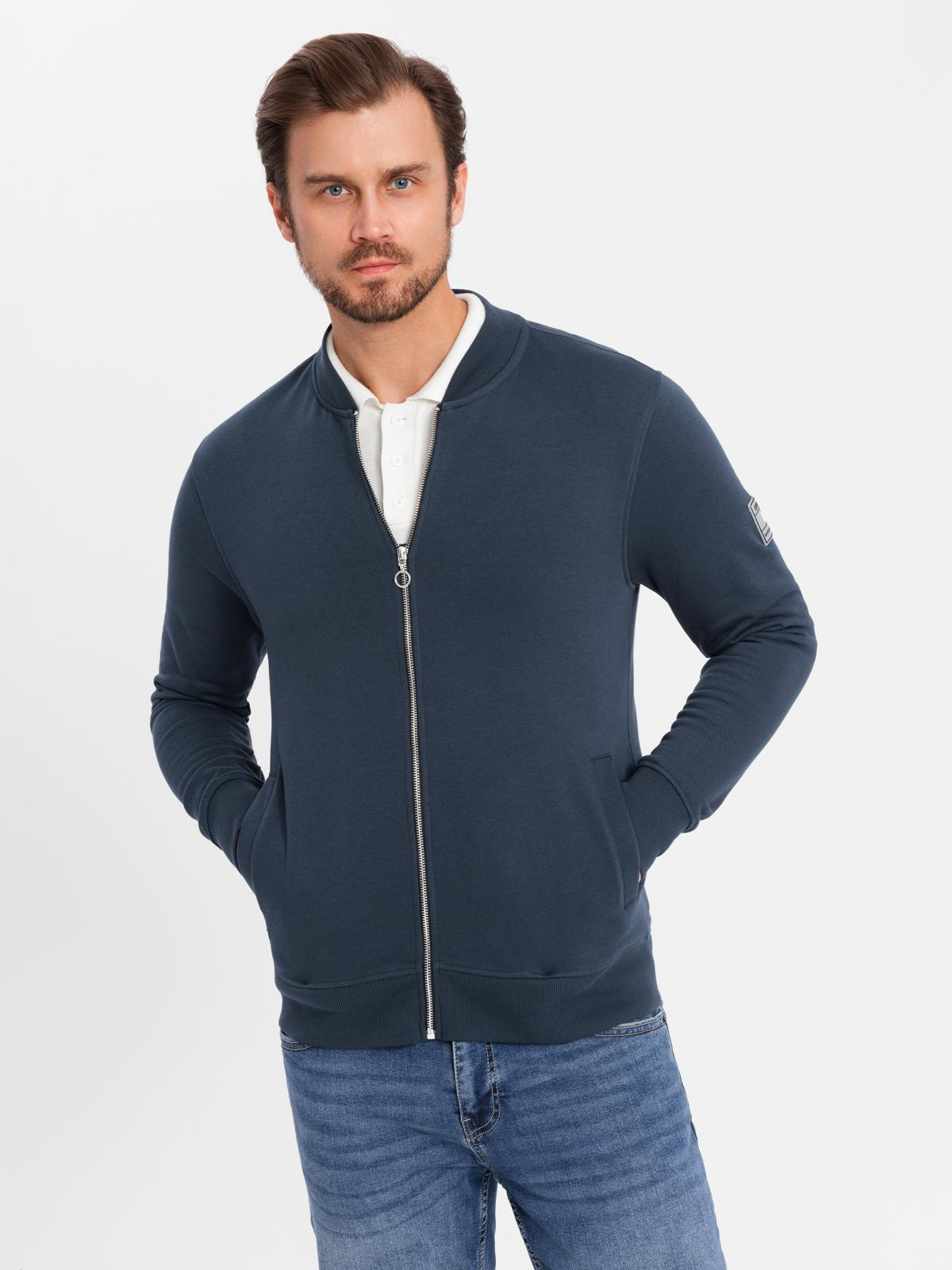 Ombre Men&#039;s unbuttoned cotton sweatshirt bomber - navy blue