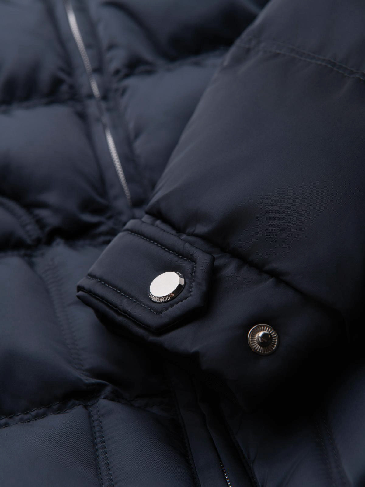Ombre Men&#039;s quilted jacket with sheen and stand-up collar - dark blue