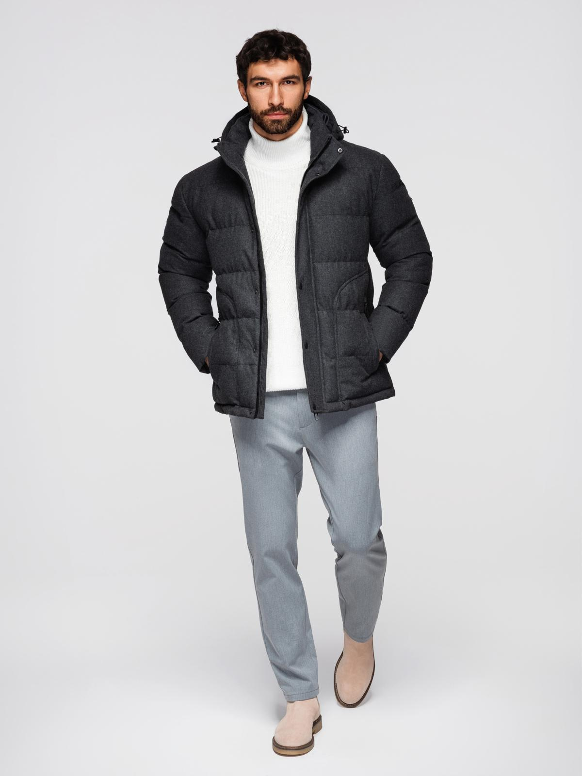 Ombre Men's lightweight jacket with mesh lining and hood - black