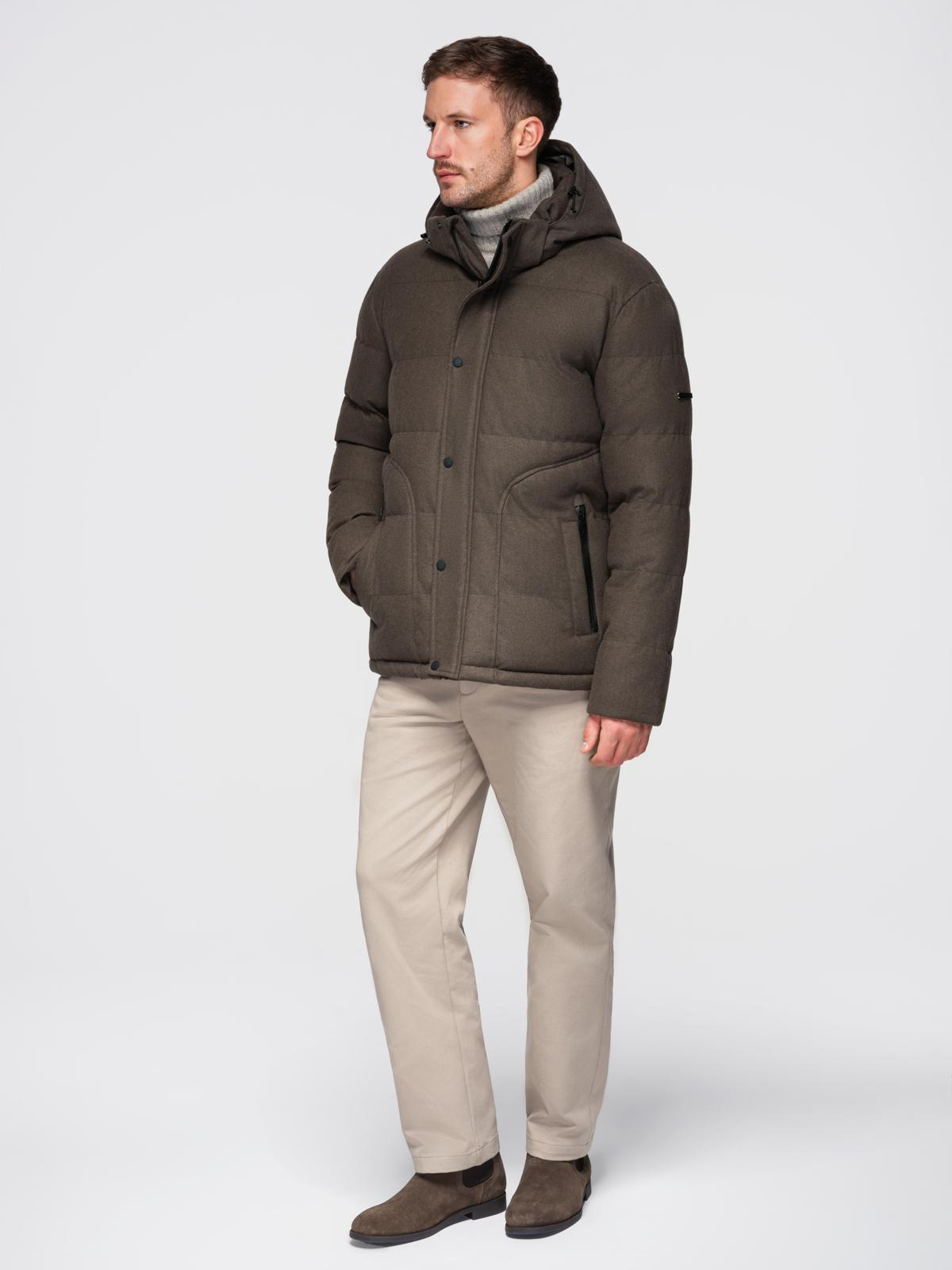 Ombre Men&#039;s lightweight jacket with hood and mesh lining - olive