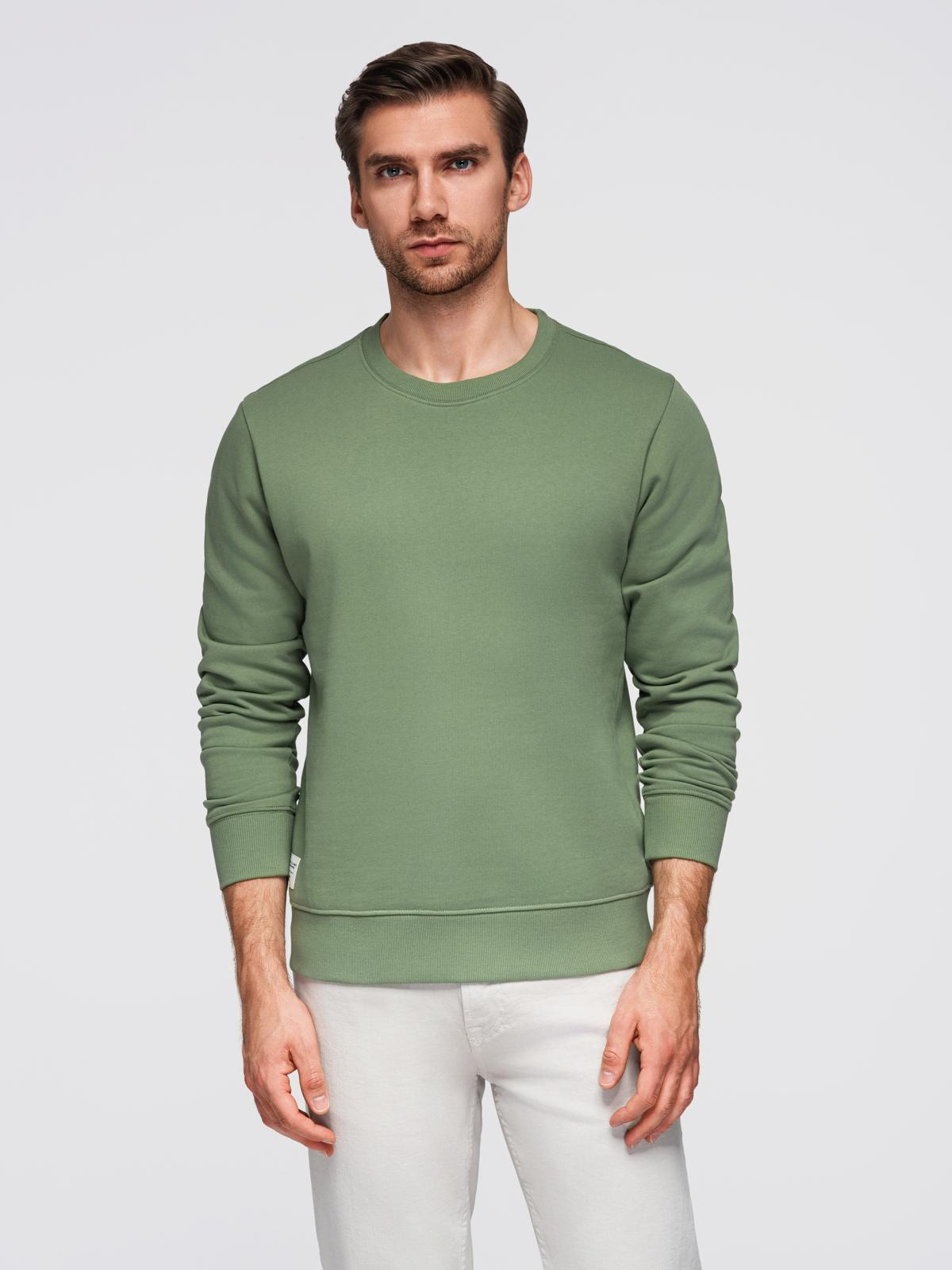 Ombre Men&#039;s BASIC sweatshirt with round neckline - green