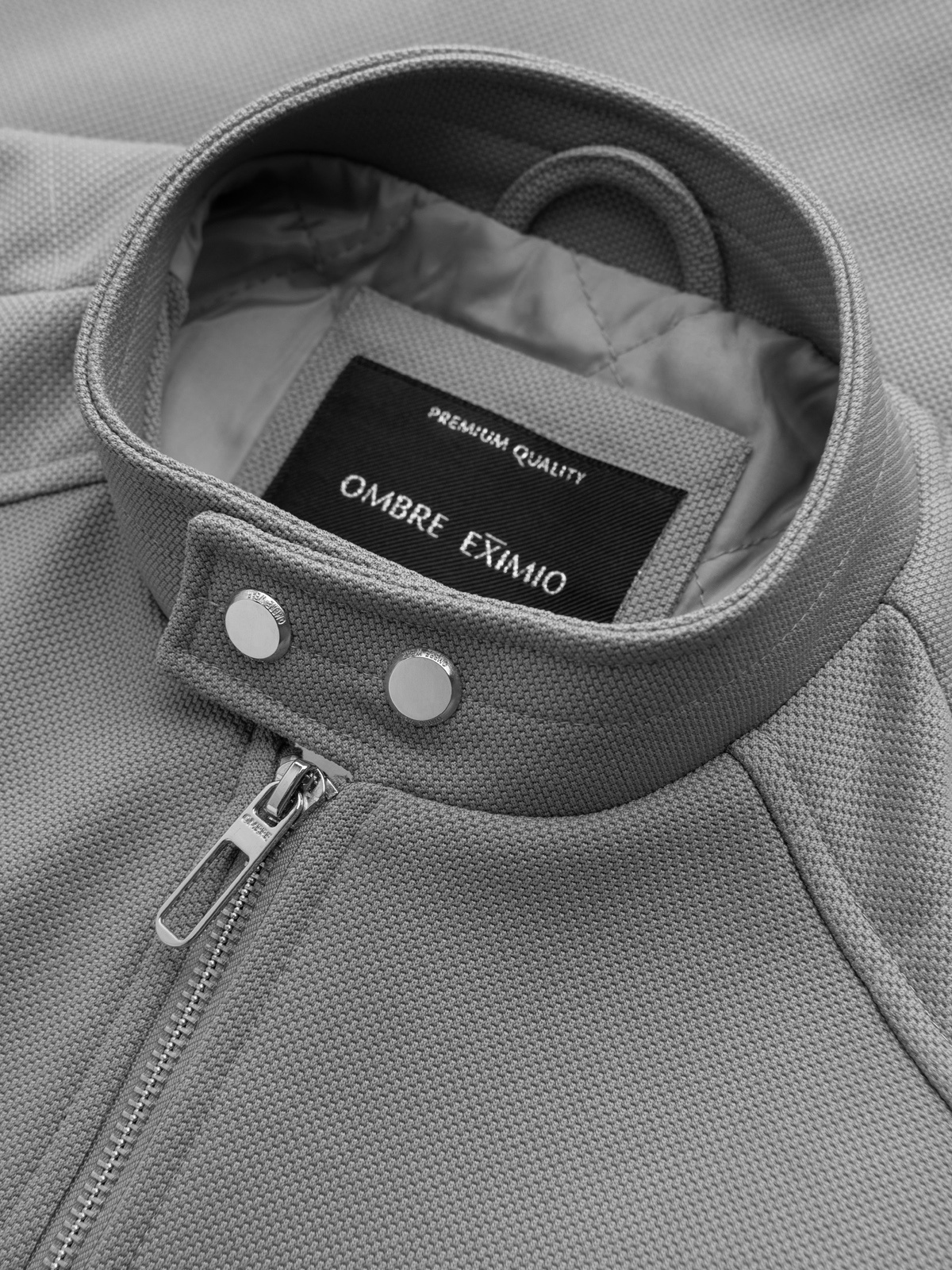 Ombre Men's biker jacket with pockets and collar - grey