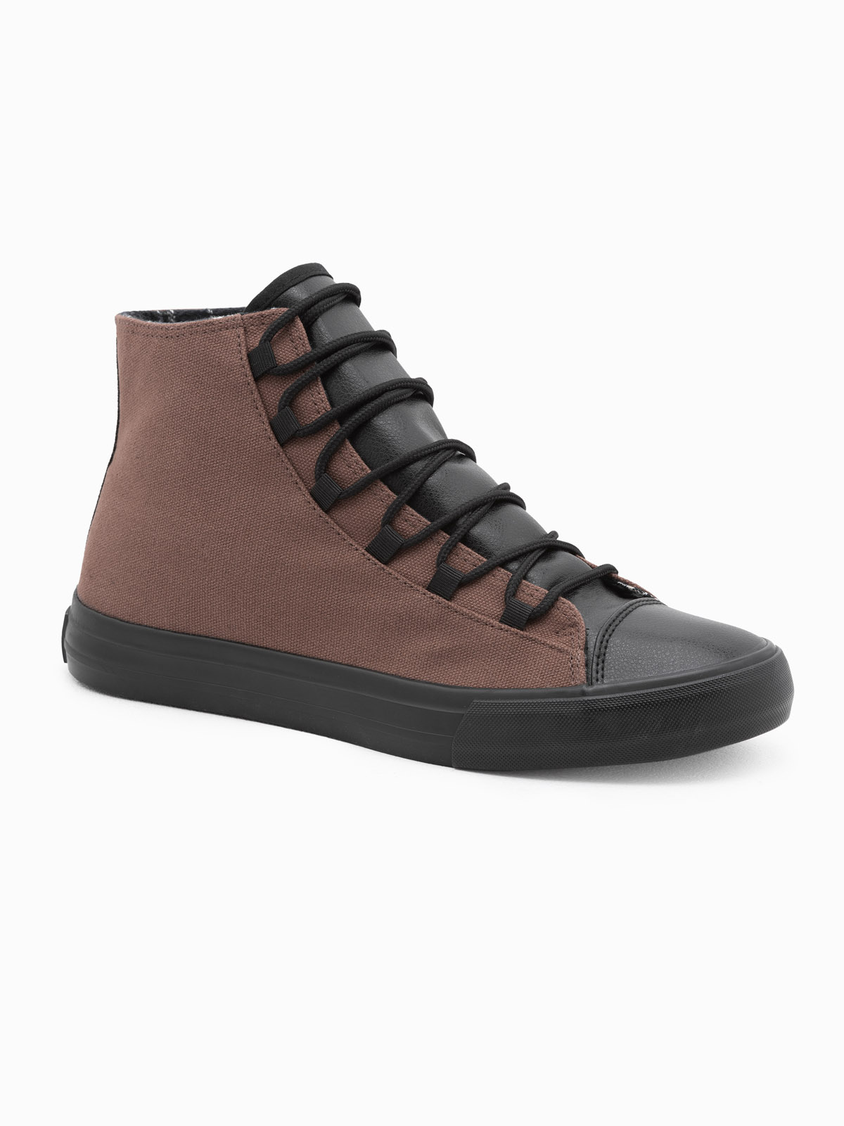 Ombre Men's shoes sneakers with combined materials - brown