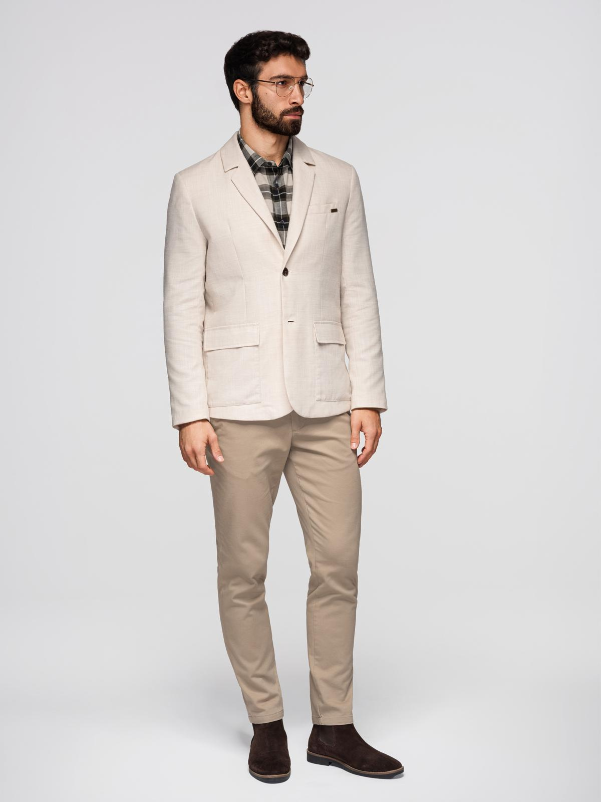Ombre Men's REGULAR cut blazer with linen - cream