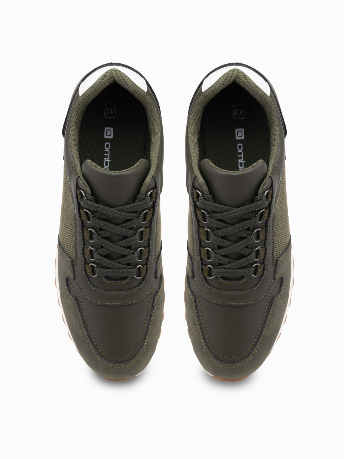 Ombre Patchwork men&#039;s sneaker shoes in combined materials - dark olive