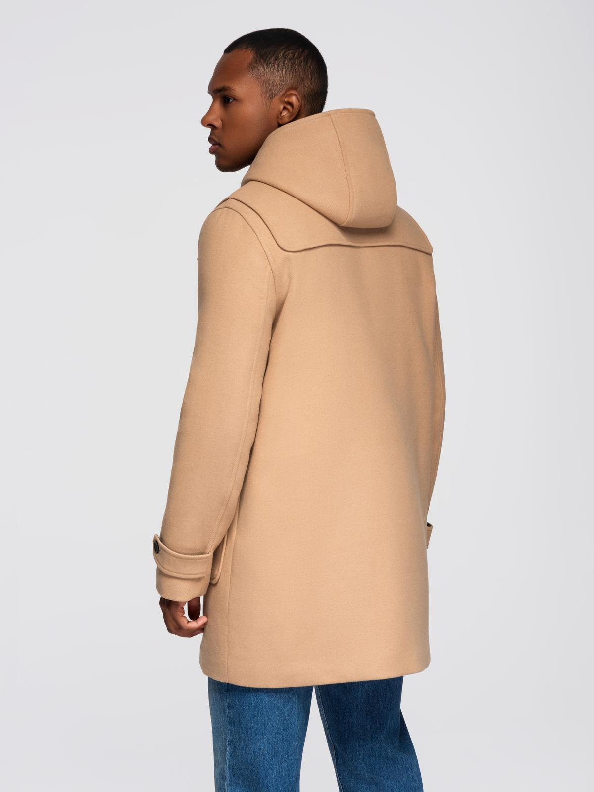 Ombre Men&#039;s wool and hooded duffle coat - light brown