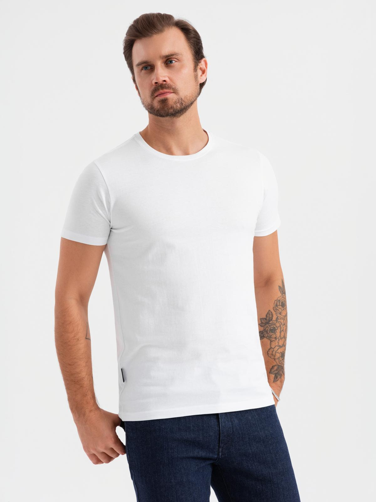 Ombre BASIC men's cotton shirt set with round neckline - gray-green/white/beige