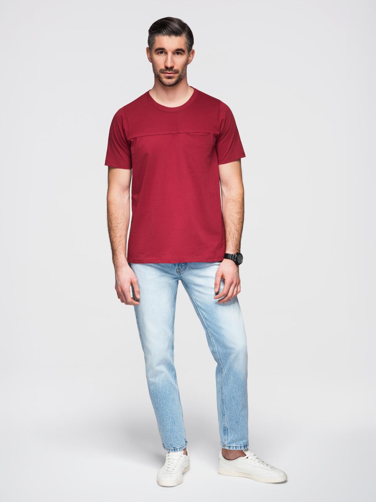 Ombre LOOSE FIT men's t-shirt with pocket - red