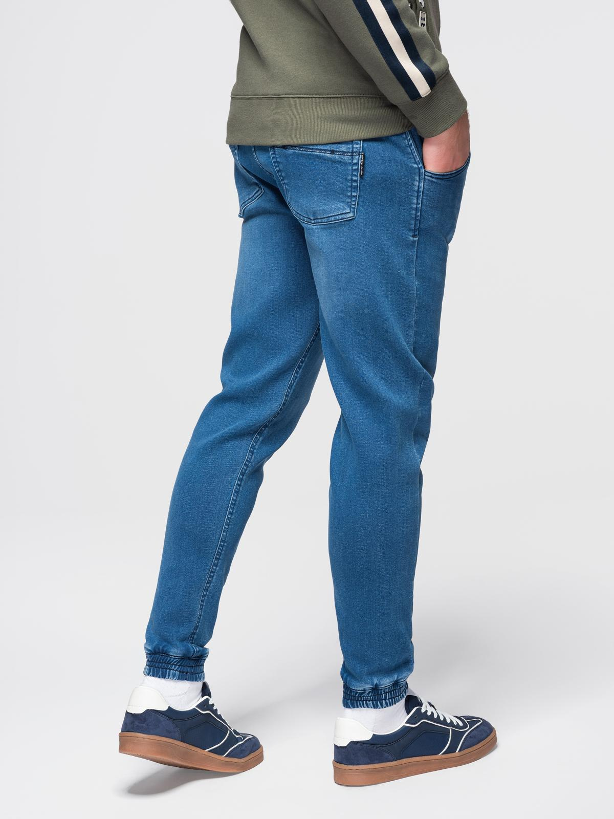 Ombre pánske denim jogger nohavice s pásom na šnúrku - modré