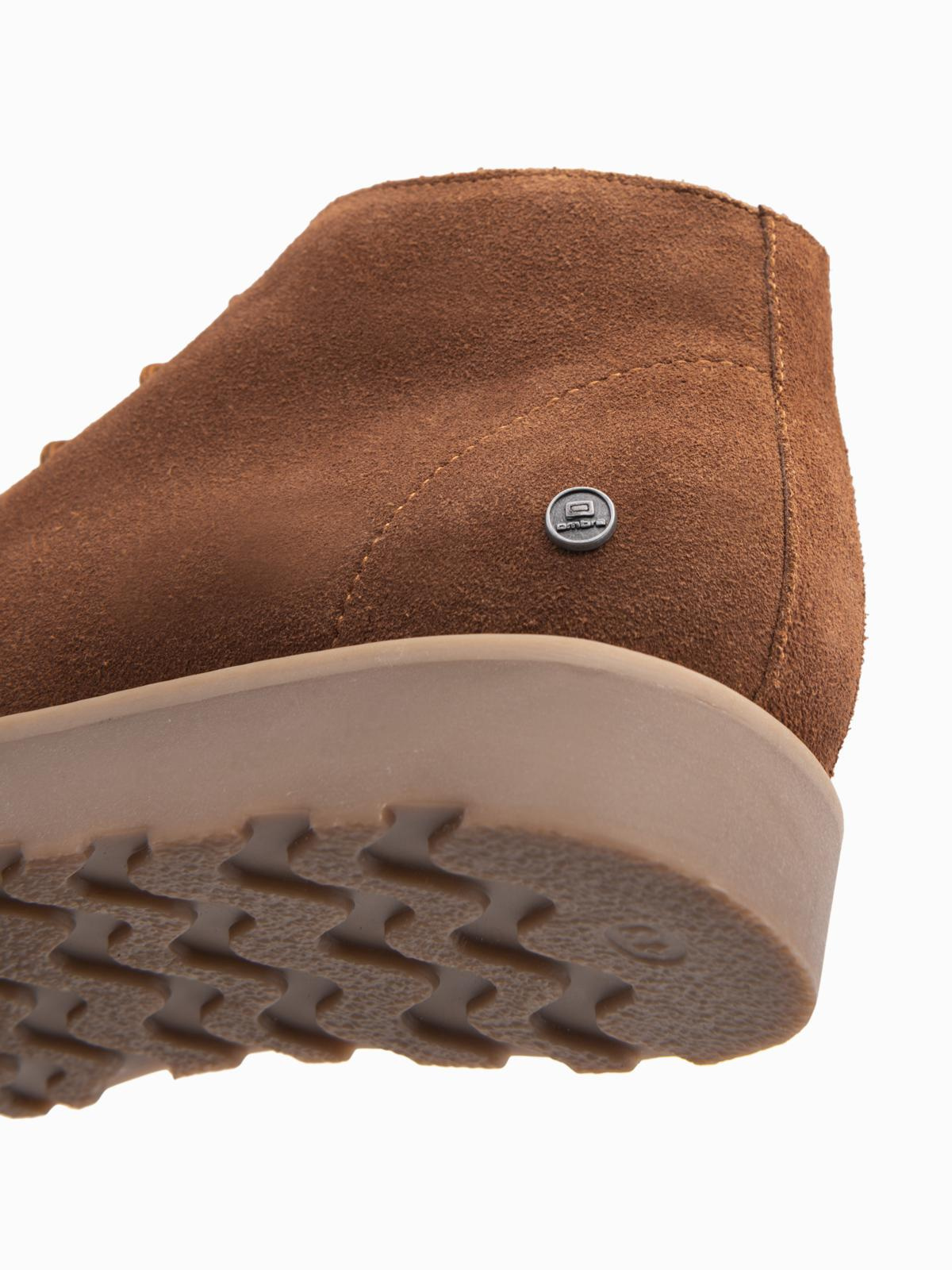 Ombre Men&#039;s suede ankle boots with thick sole - brown