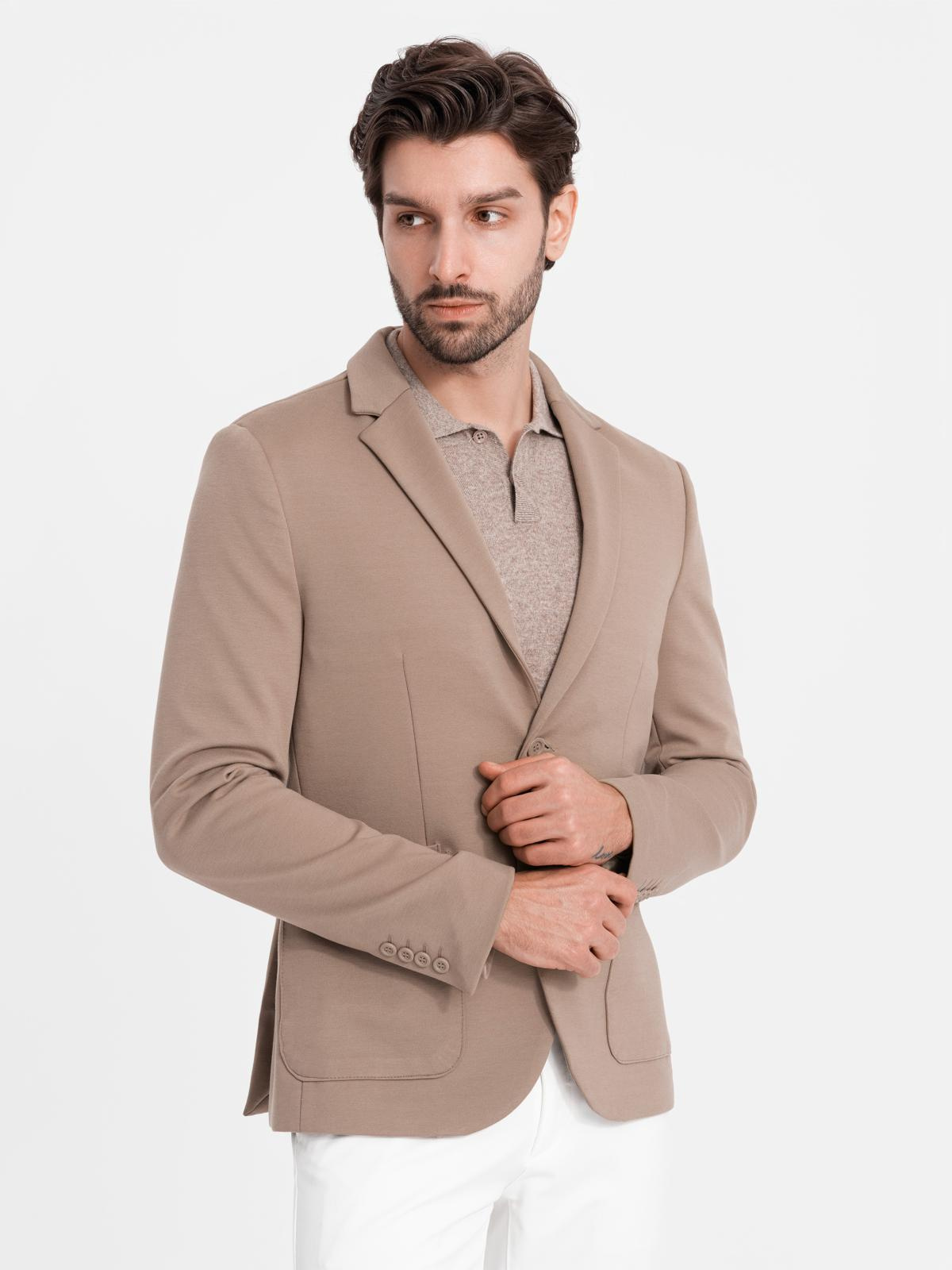Ombre Men&#039;s jacket with patch pockets - dark beige