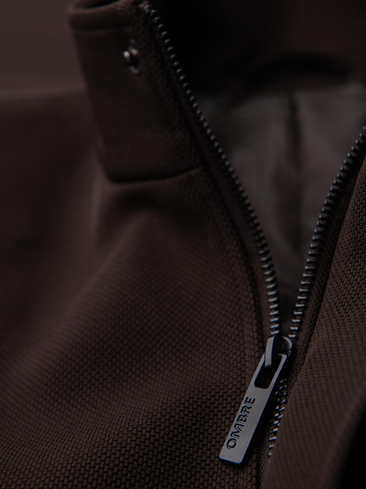 Ombre Structured fitted coat for men with high collar - dark brown