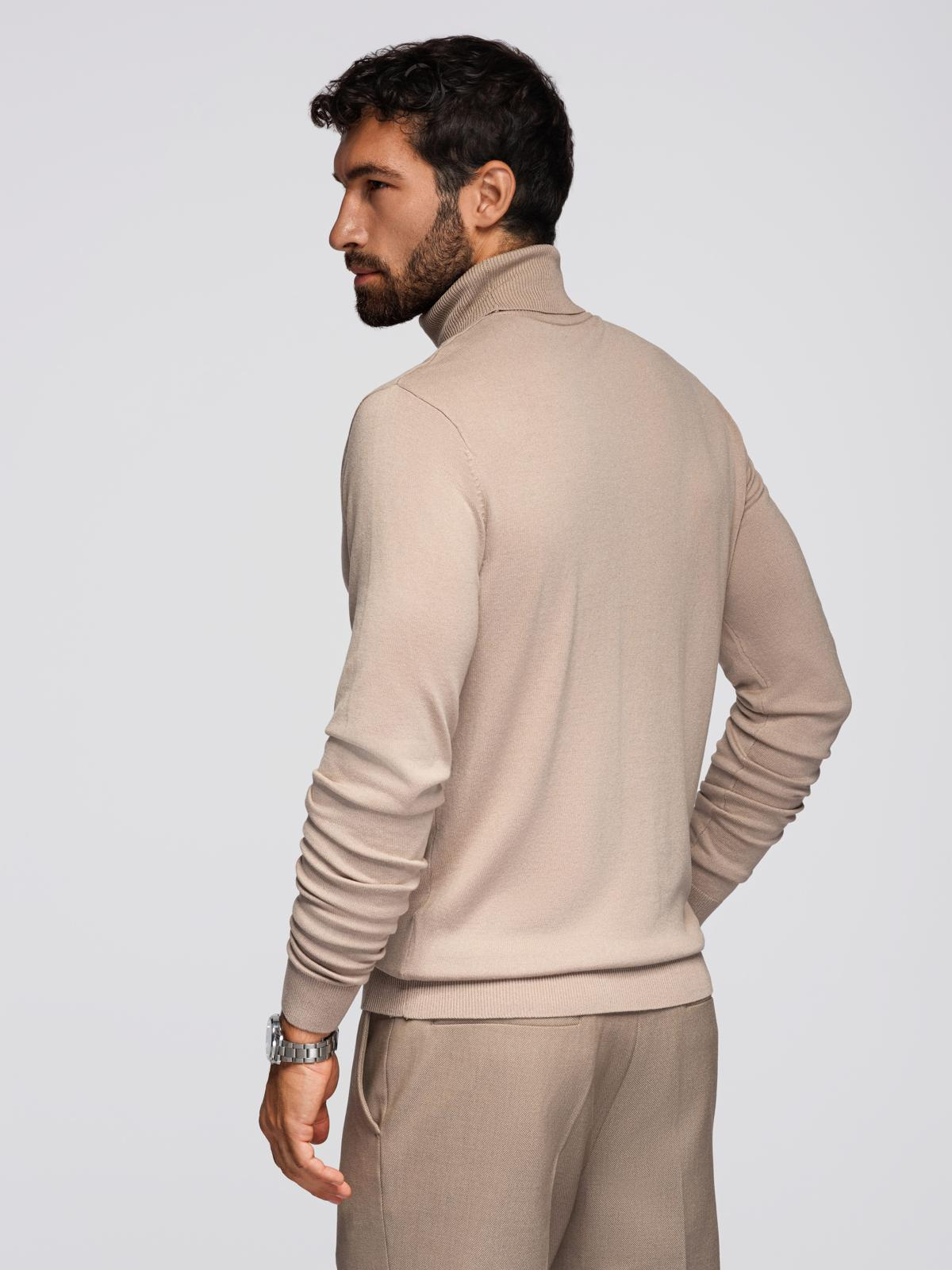 Ombre Men&#039;s knitted fitted turtleneck with viscose - beige