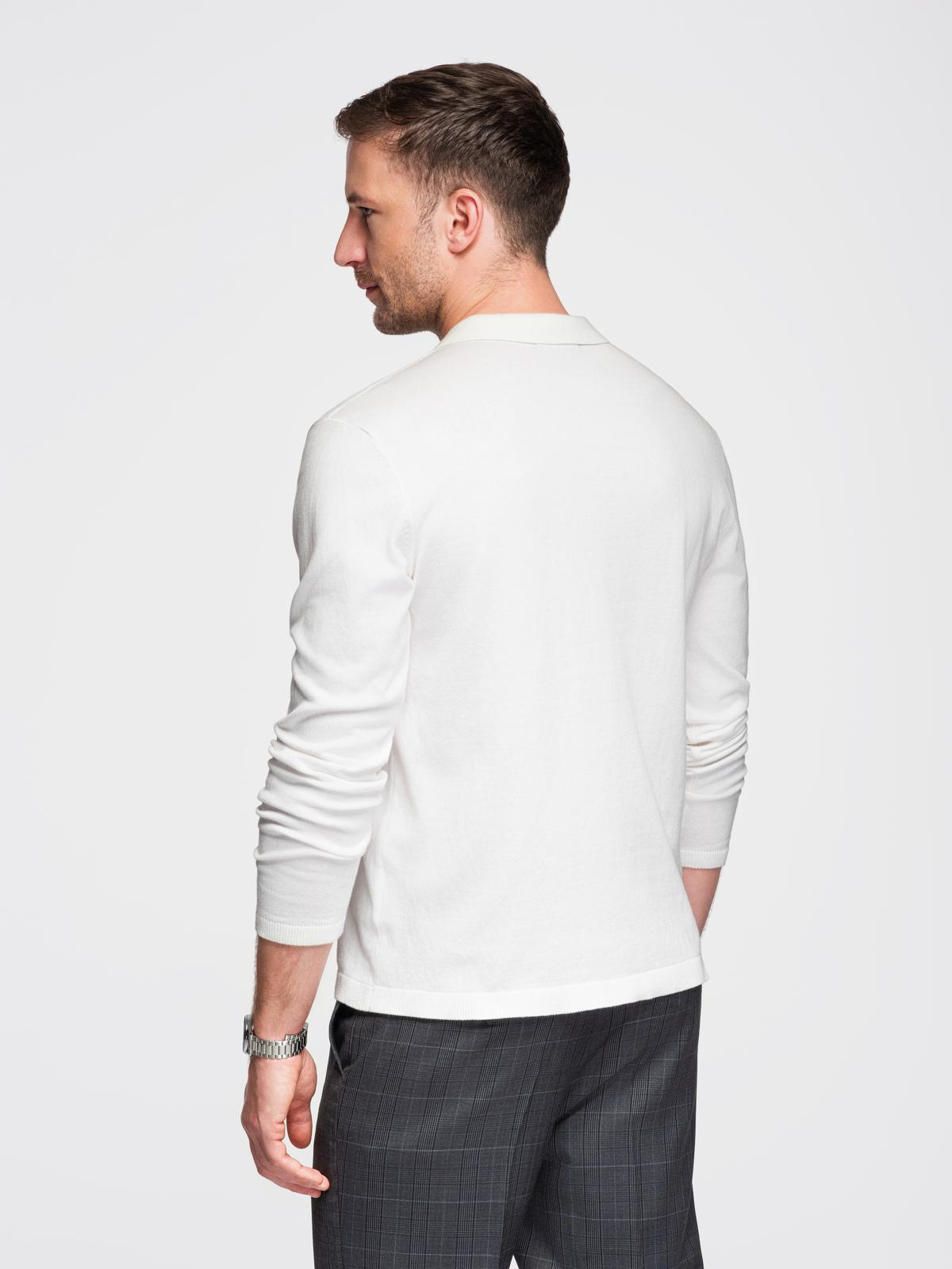 Ombre Men's polo sweater with embroidery on chest - white
