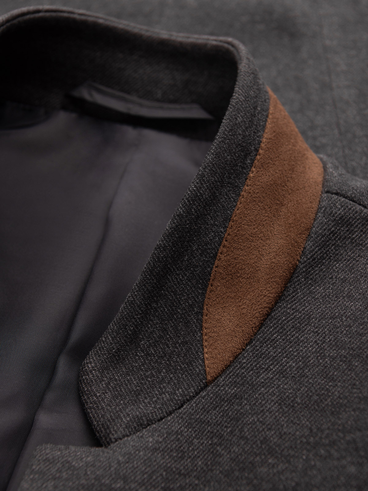 Ombre Men's melange rayon jacket with stand-up collar - black melange