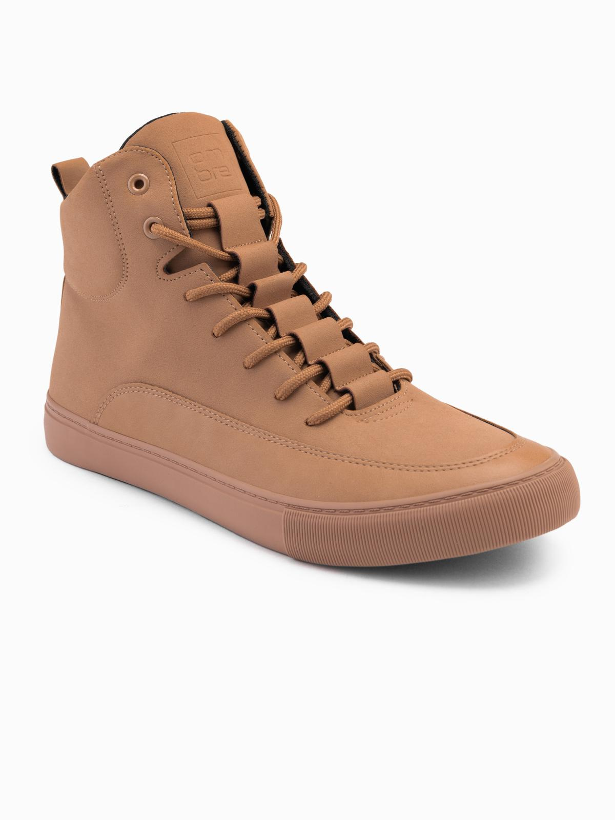 Ombre Men&#039;s ankle sneaker boots with decorative tabs - brown