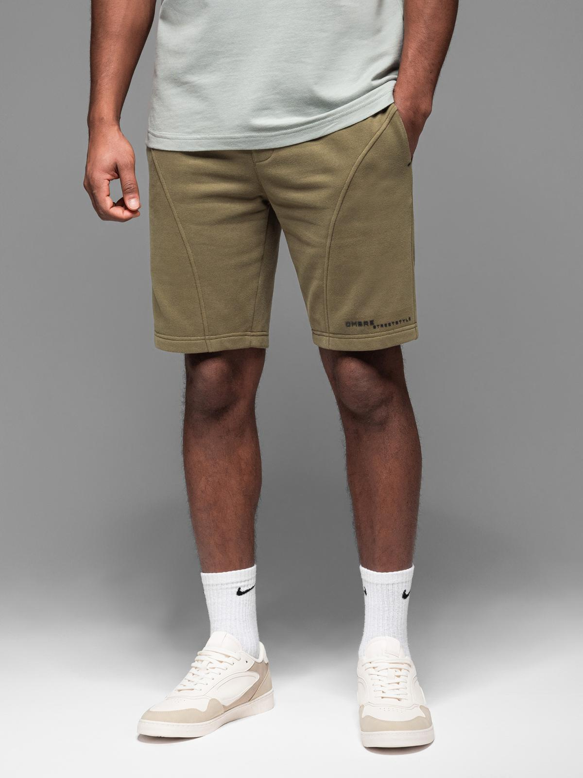 Ombre Fitted men's printed short sweat shorts - olive