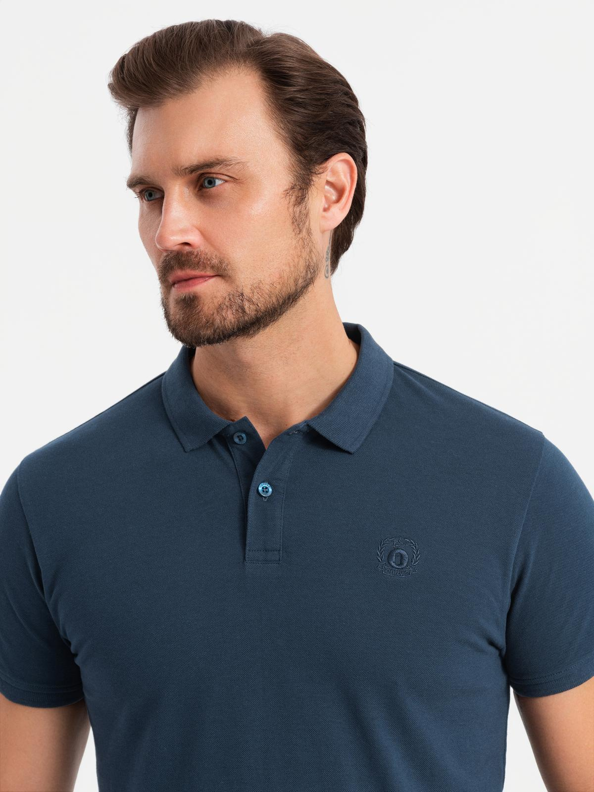 Ombre BASIC men's cotton polo t-shirt set - navy blue/white/red