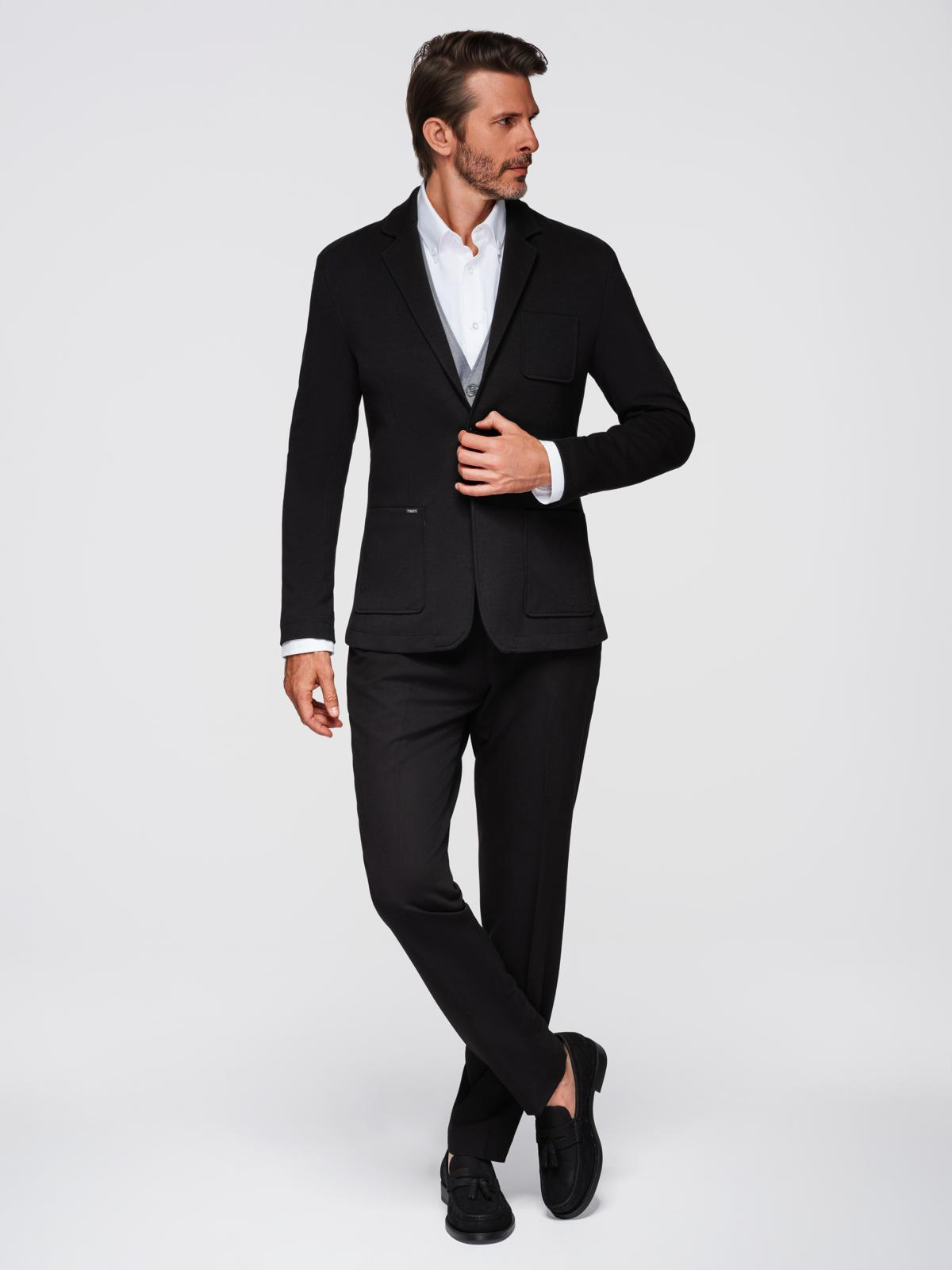 Ombre Men&#039;s SLIM knit jacket with subtle texture - black