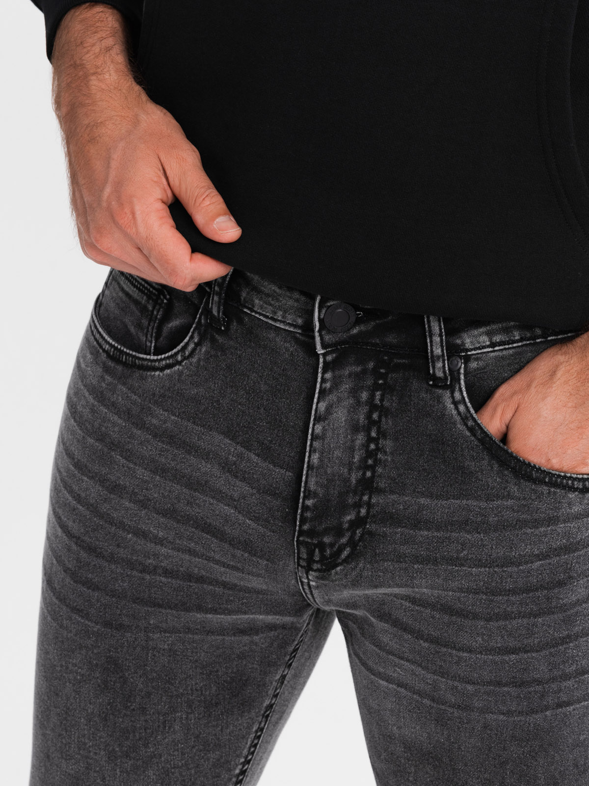 Ombre Men's tailored denim SLIM FIT pants with elastane - graphite