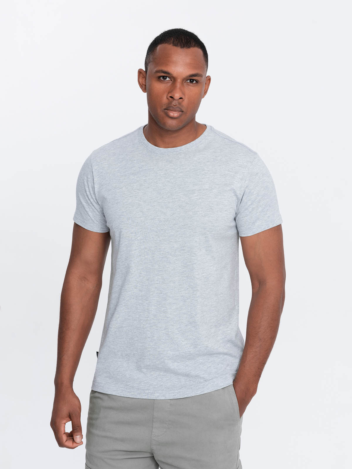 Ombre Men&#039;s classic cotton BASIC T-shirt - grey melange