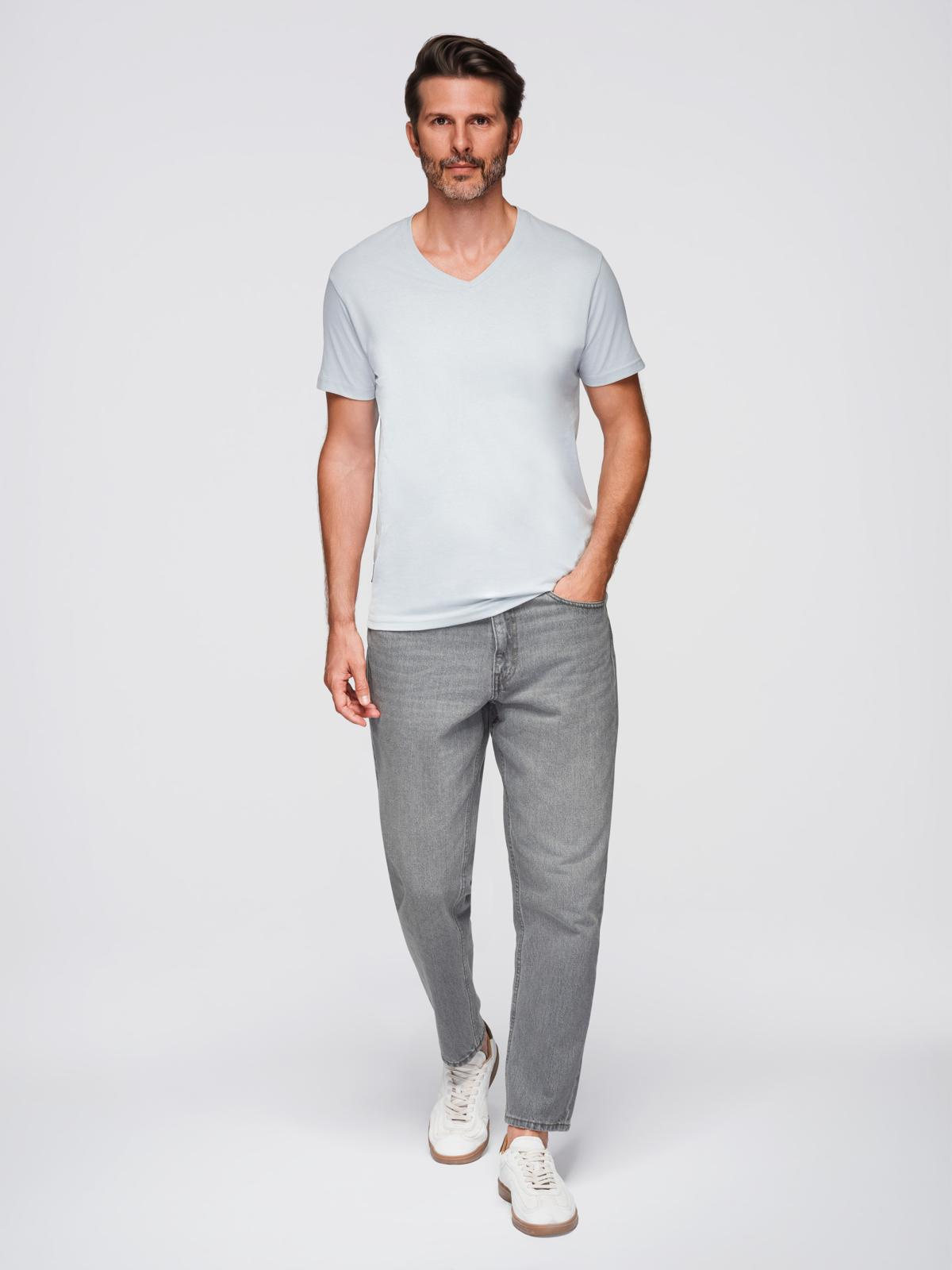 Ombre BASIC men's classic cotton tee-shirt with a crew neckline - light grey
