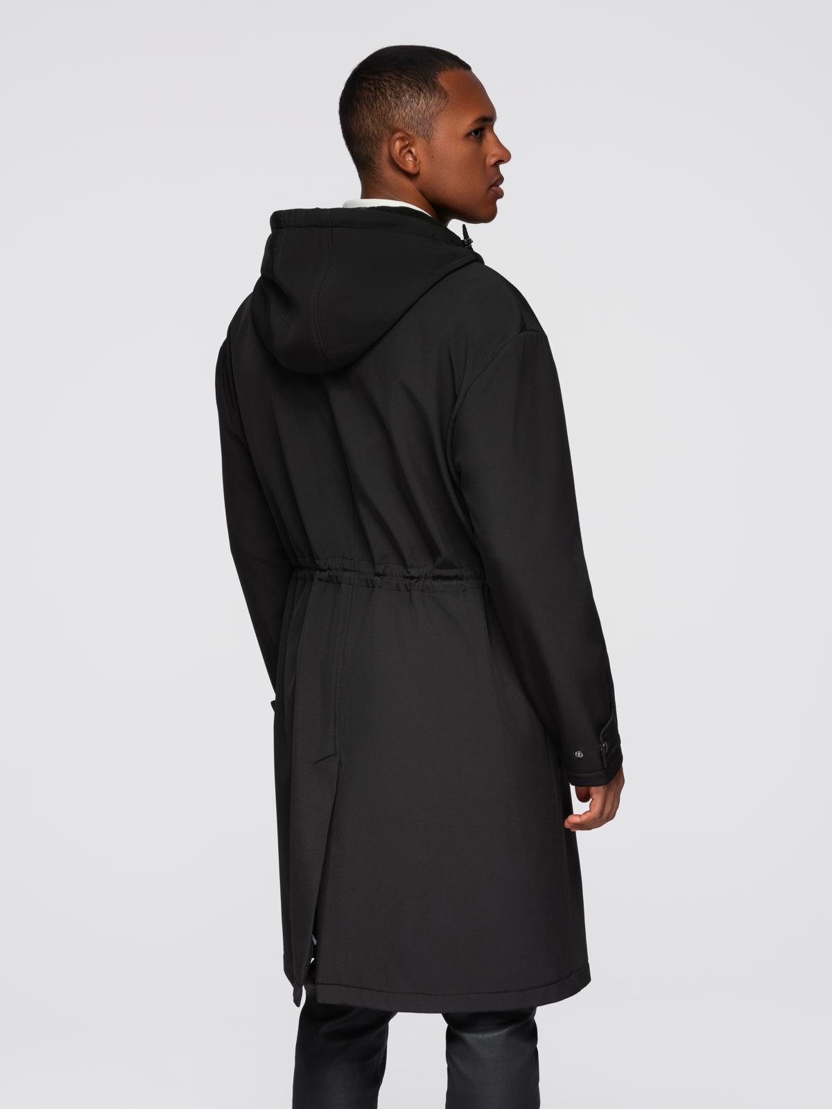 Ombre Men&#039;s parka coat with fleece lining and waist adjustment - black