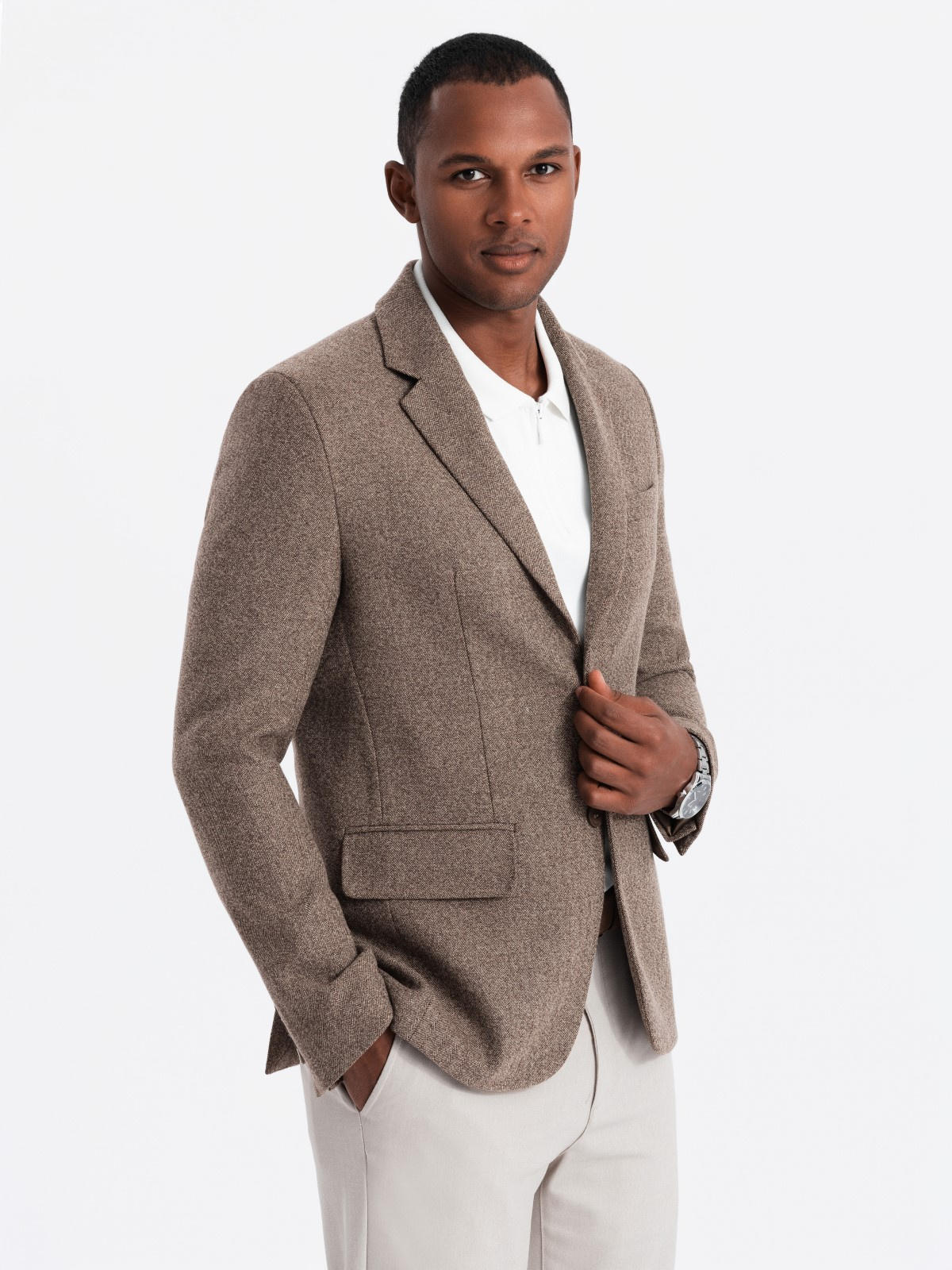 Ombre Classic Men's Rayon Jacket - Dark Beige