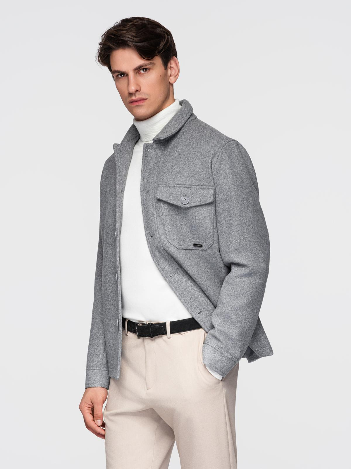 Ombre Men&#039;s lightweight fleece jacket with viscose - gray