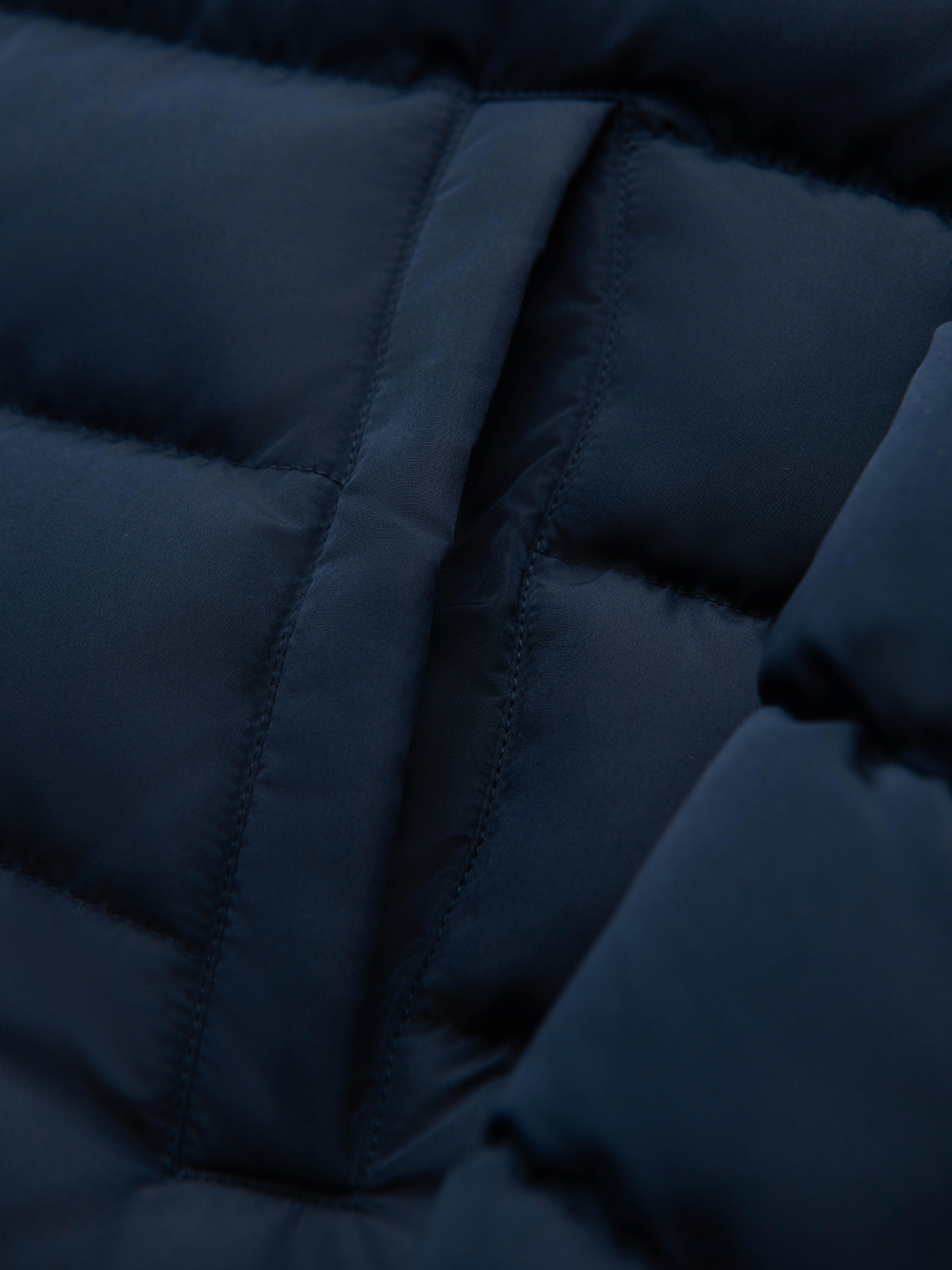 Ombre Men&#039;s quilted jacket with stand-up collar and chest zips - navy blue