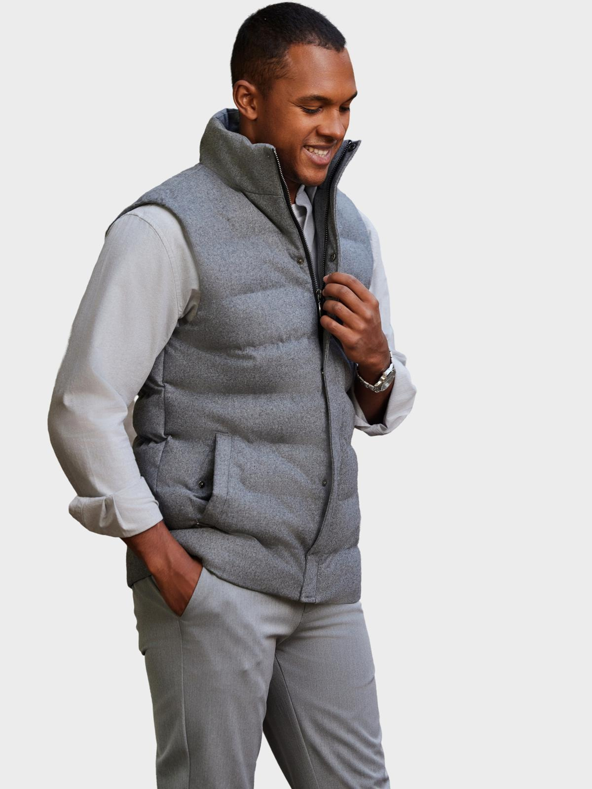 Ombre Men&#039;s quilted wool sleeveless jacket - grey melange