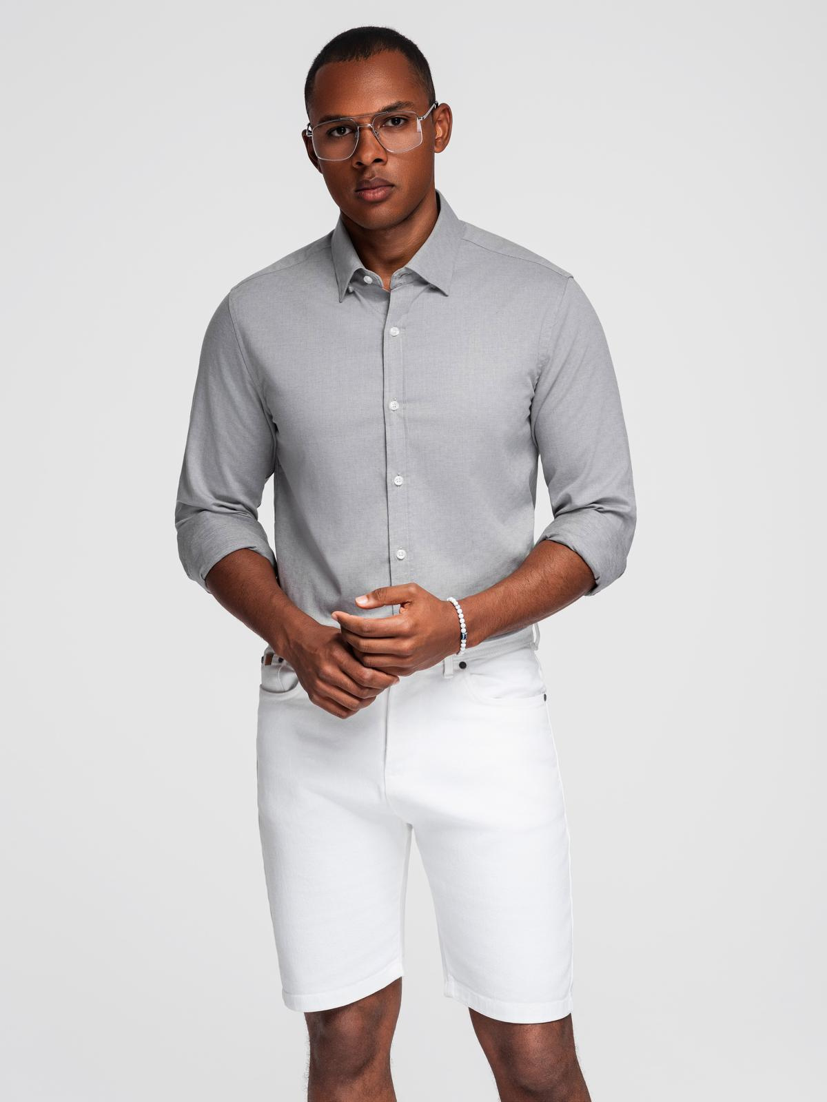 Ombre Men&#039;s SLIM FIT shirt in decorative fabric - gray
