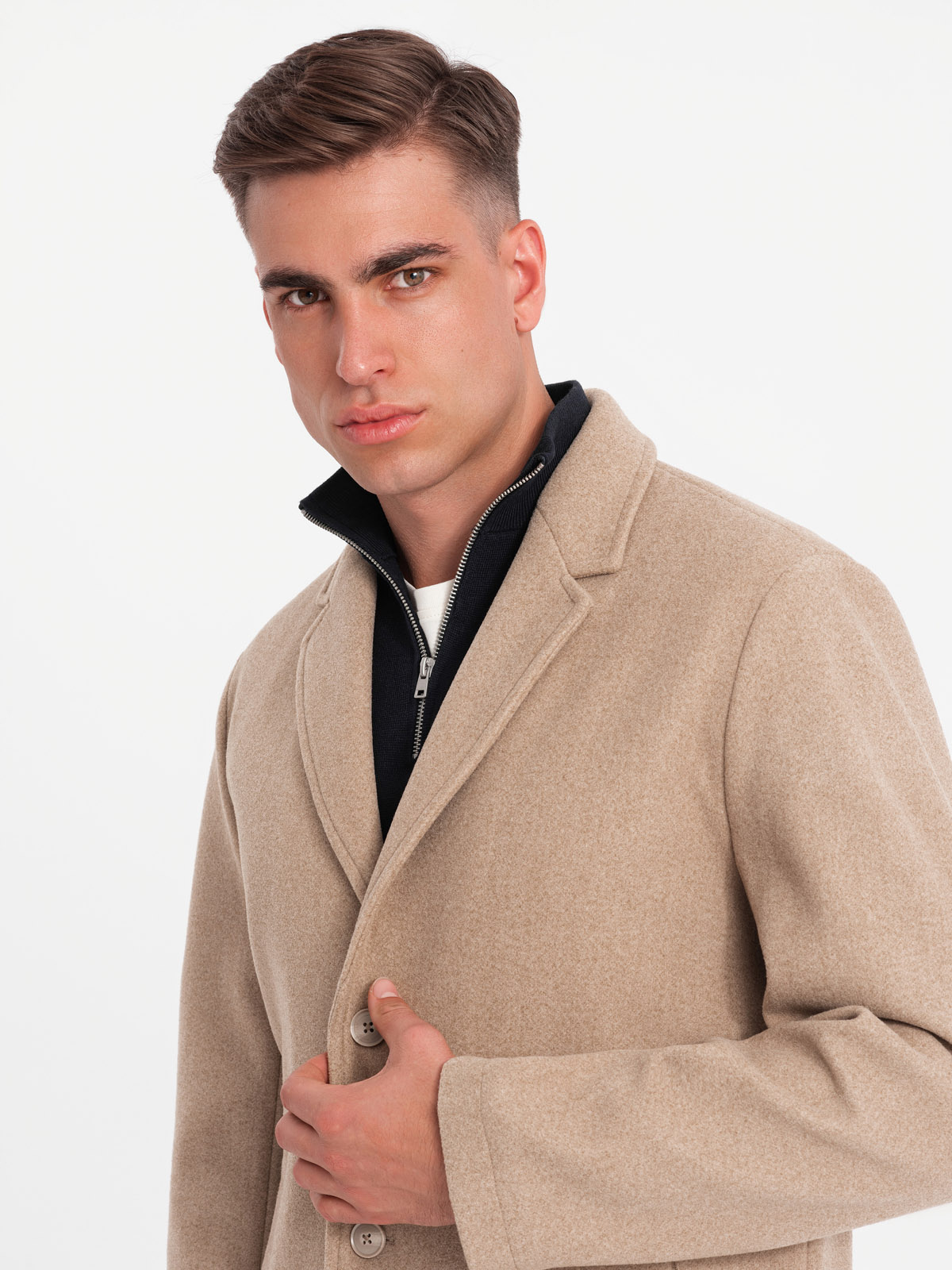 Ombre Men&#039;s lightweight single-breasted coat - beige