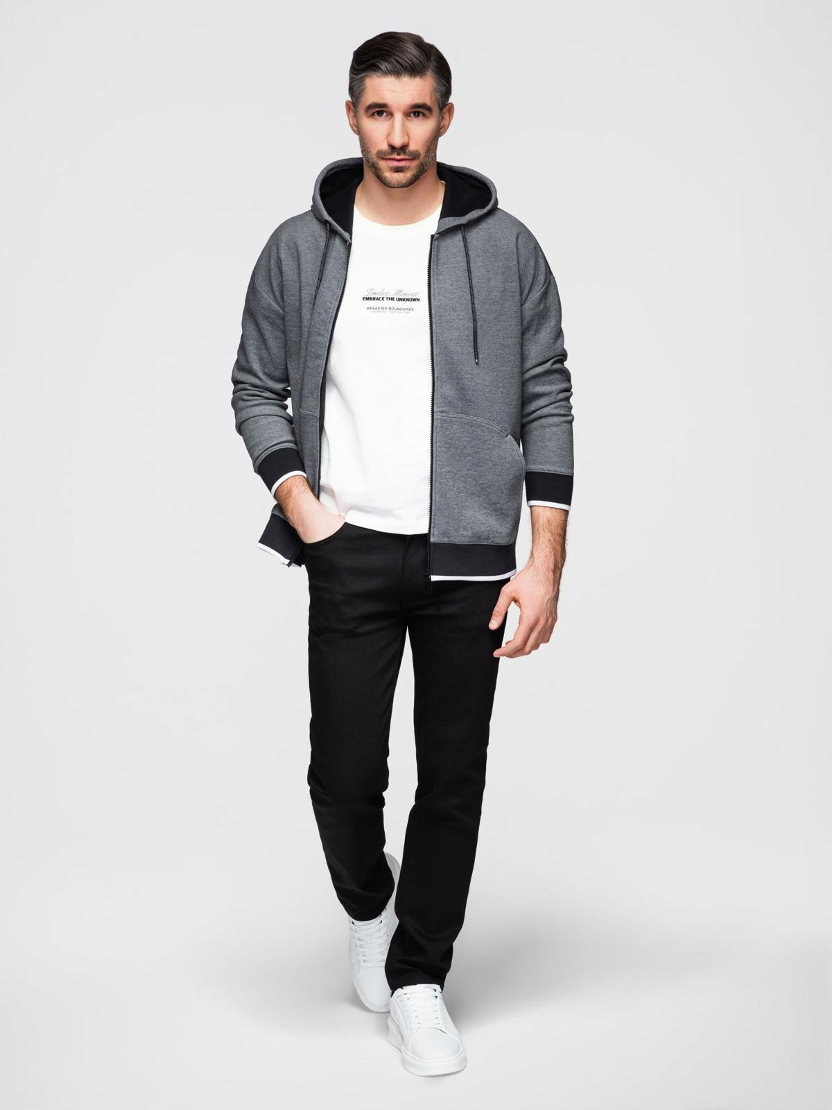 Ombre Men's softly structured hooded sweatshirt - black