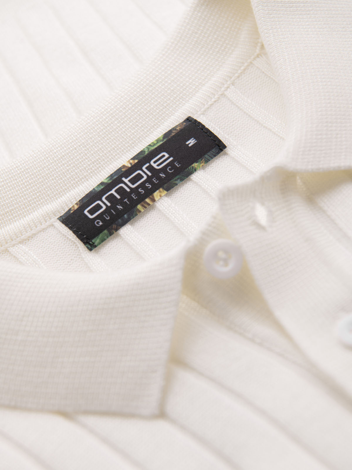 Ombre Men's SLIM FIT viscose vertical striped polo shirt - broken white