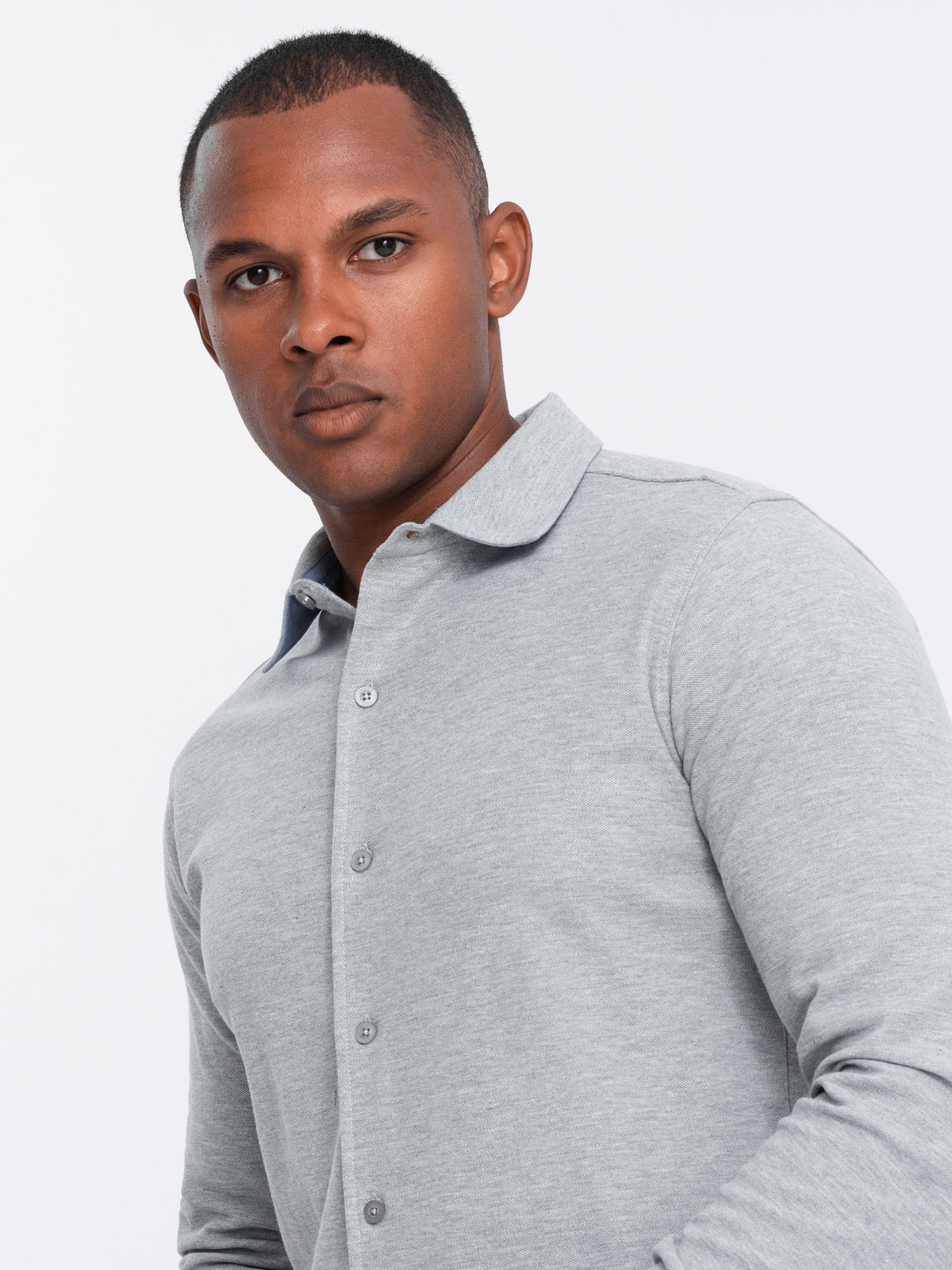 Ombre Men&#039;s long sleeve SLIM FIT knit shirt - grey