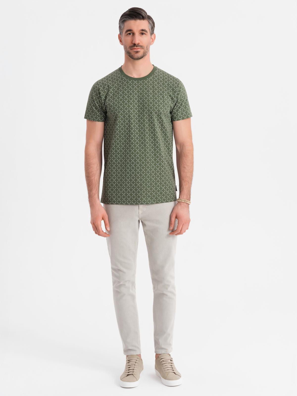 Ombre Men&#039;s full print knit shirt - olive