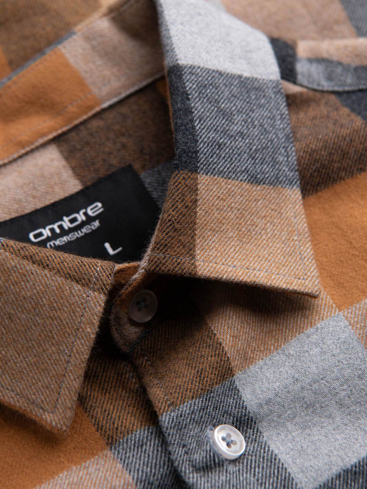 Ombre Men's plaid flannel shirt - yellow and black