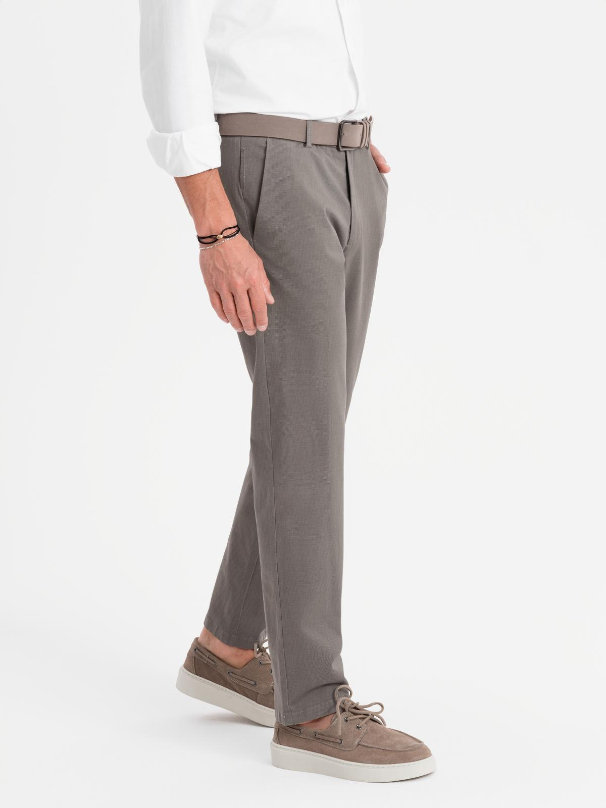 Ombre Men&#039;s REGULAR FIT chino pants with fine texture - gray
