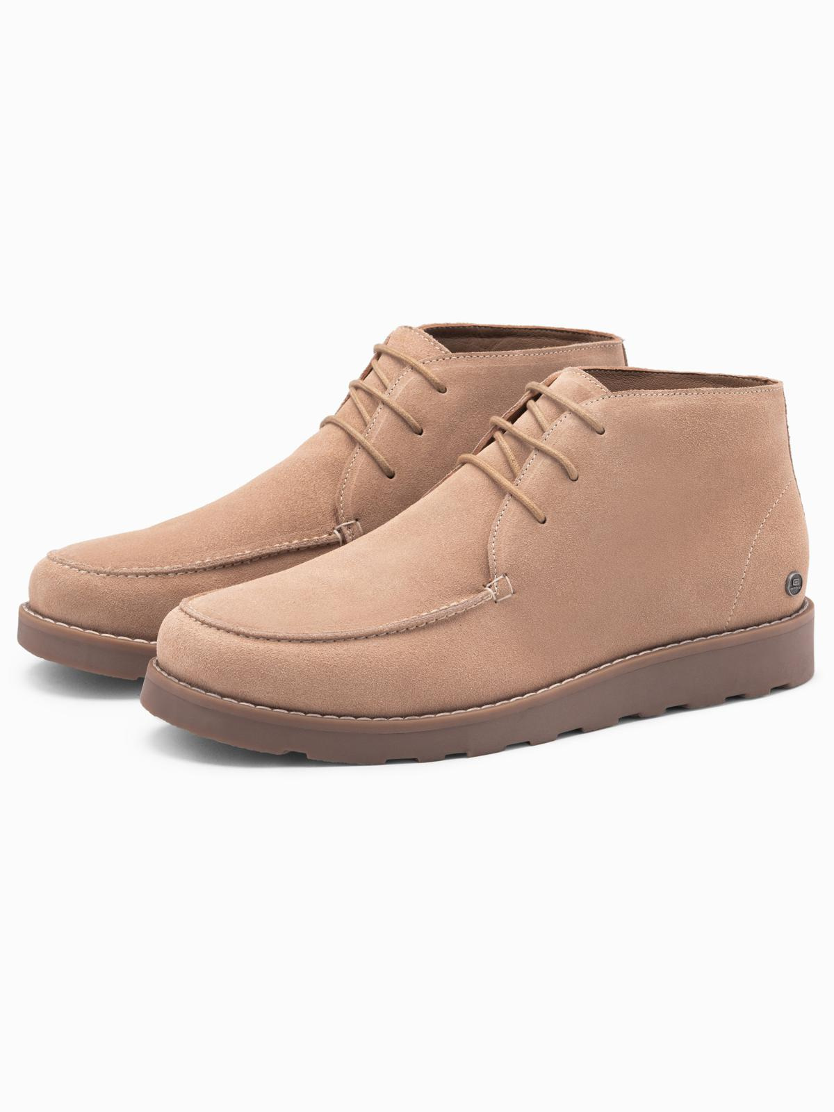 Ombre Men&#039;s suede ankle boots with thick sole - beige