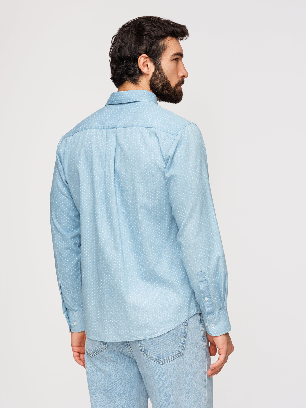 Pánska vzorovaná denim košeľa Ombre