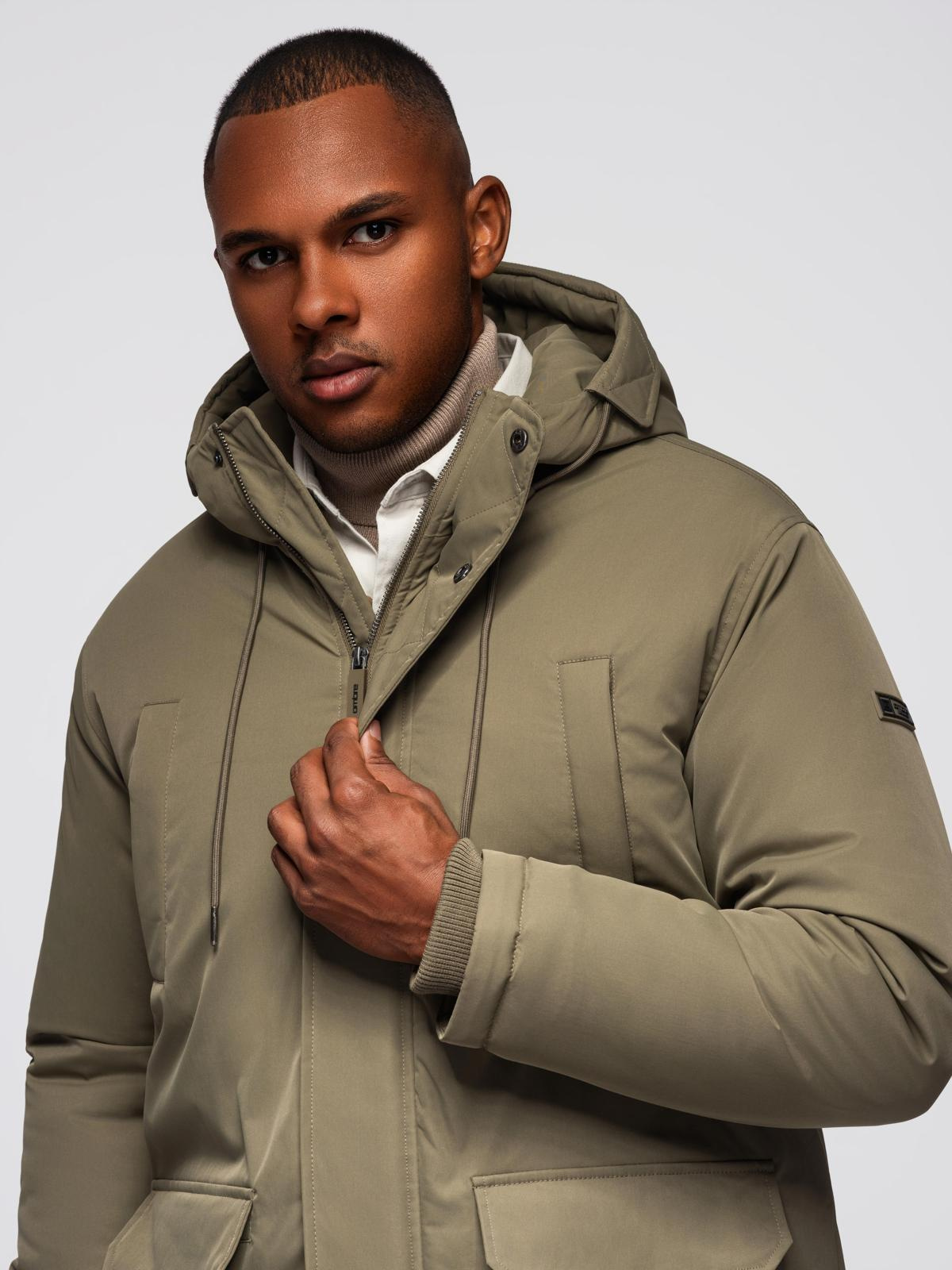 Ombre Classic men&#039;s long parka jacket - olive