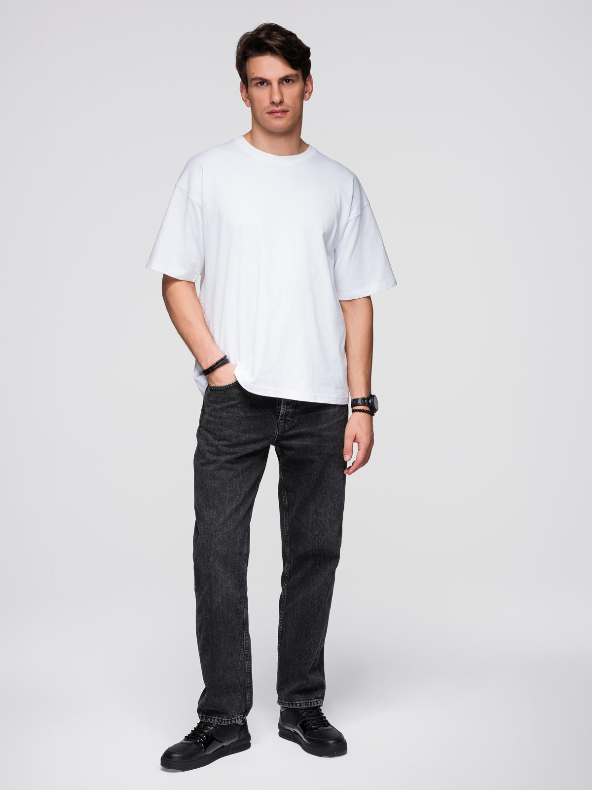 Ombre Men's cotton T-shirt with sequin wing motif on back - white