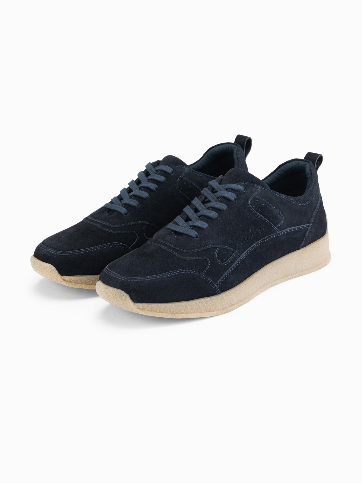 Ombre Men&#039;s lightweight suede sports style sneakers - navy blue