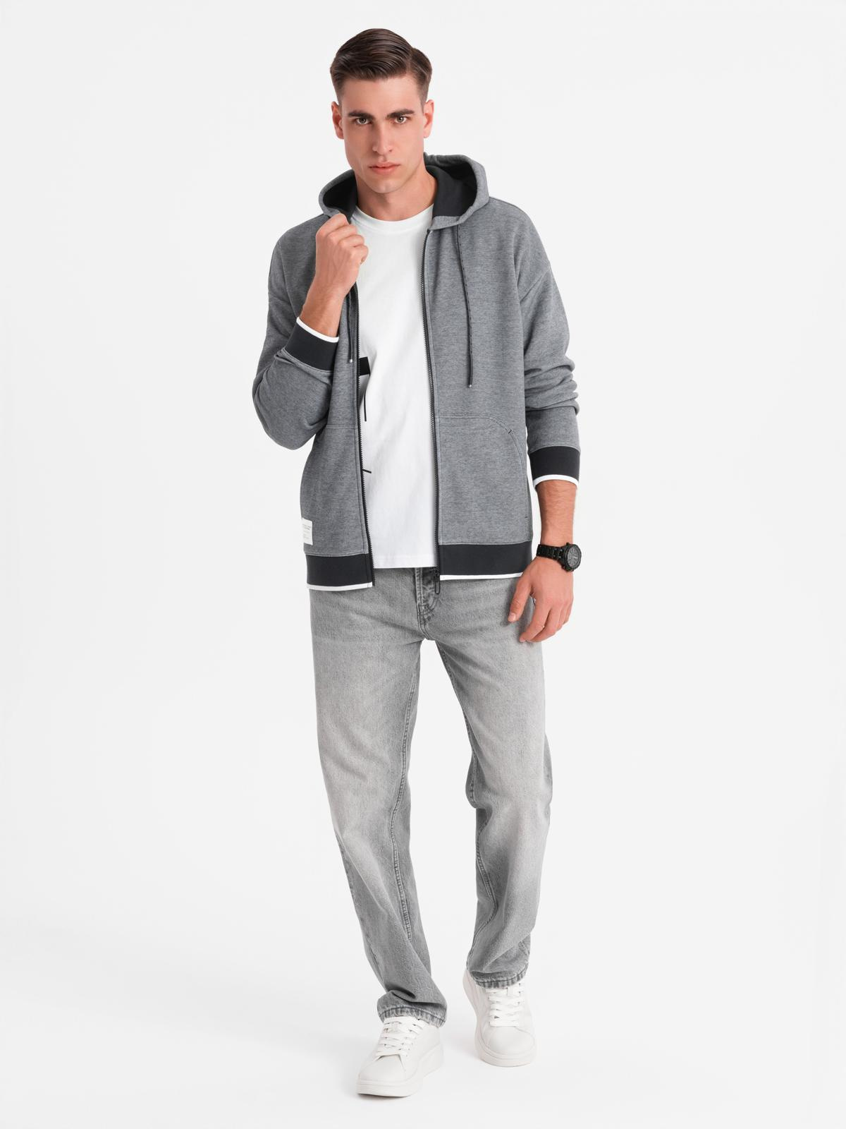 Ombre Men's softly structured hooded sweatshirt - black