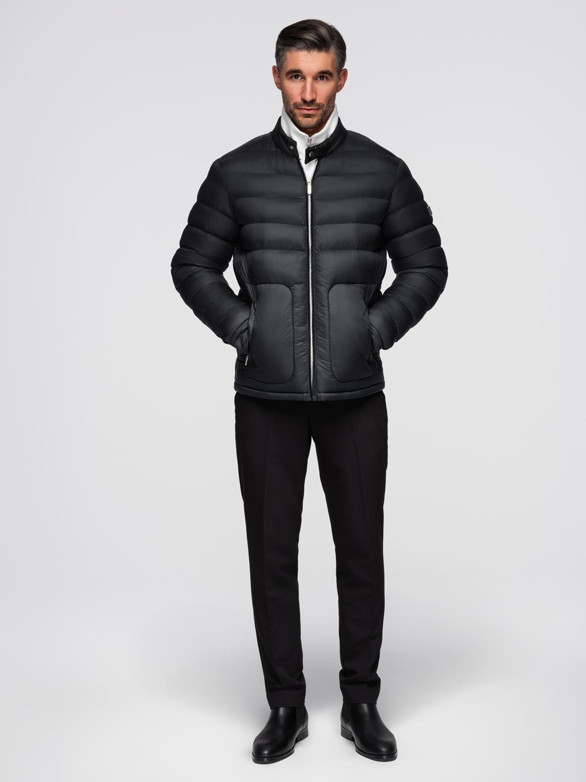 Ombre Men&#039;s quilted classic jacket with stand-up collar - black
